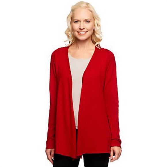 Linea by Louis Dell'Olio Whisper Knit Drape Front Cardigan, NWT 3X Ivory A237402 - Picture 2 of 12